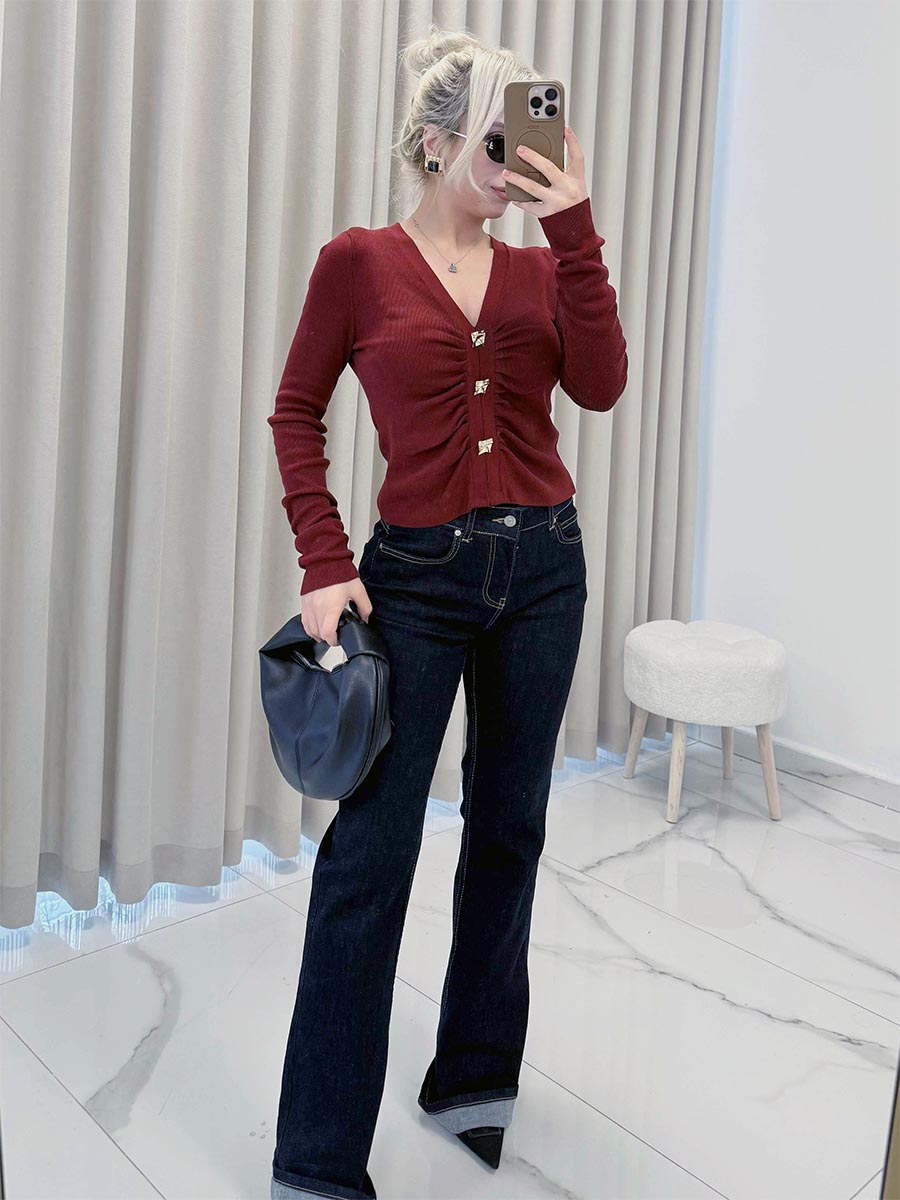 Düşükbel Bootcut Pantolon Lacivert - Görsel 3