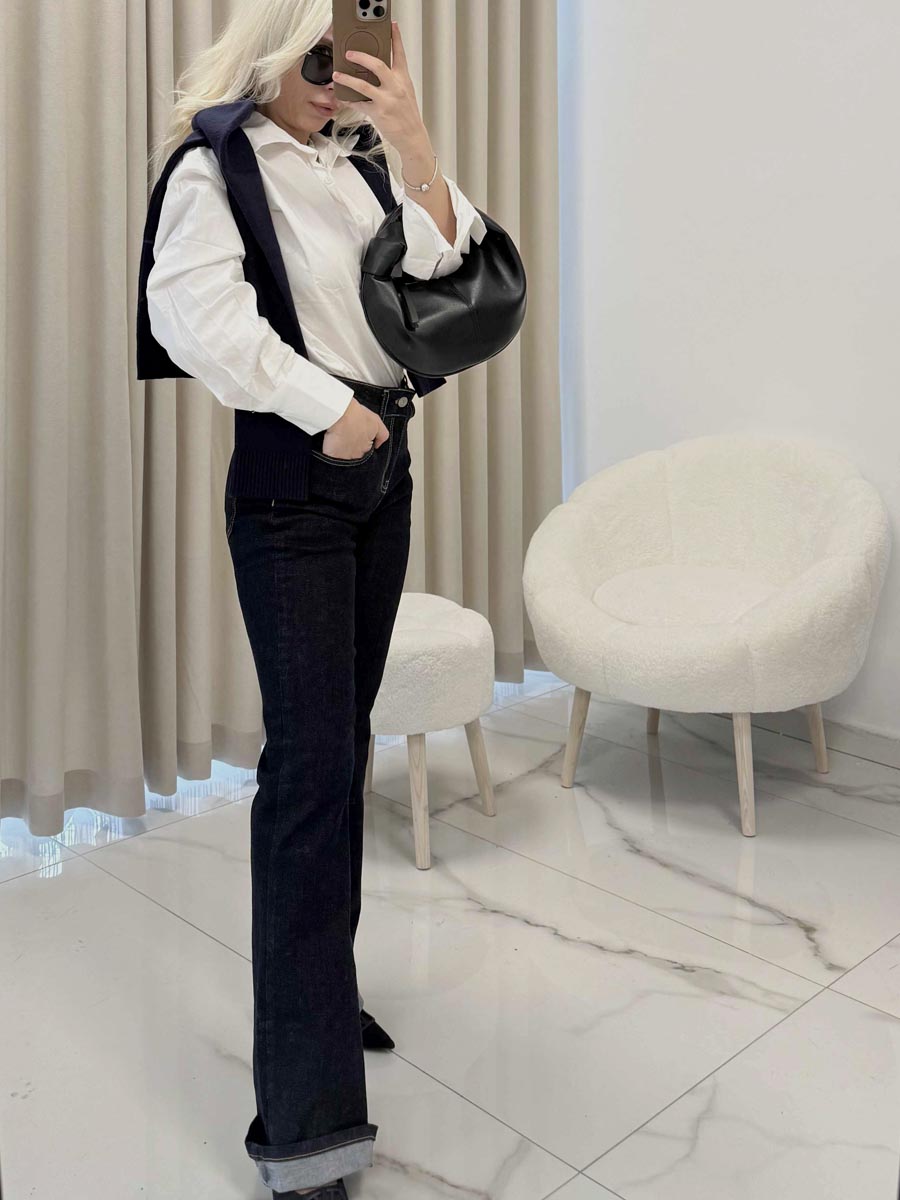 Düşükbel Bootcut Pantolon Lacivert - Görsel 4