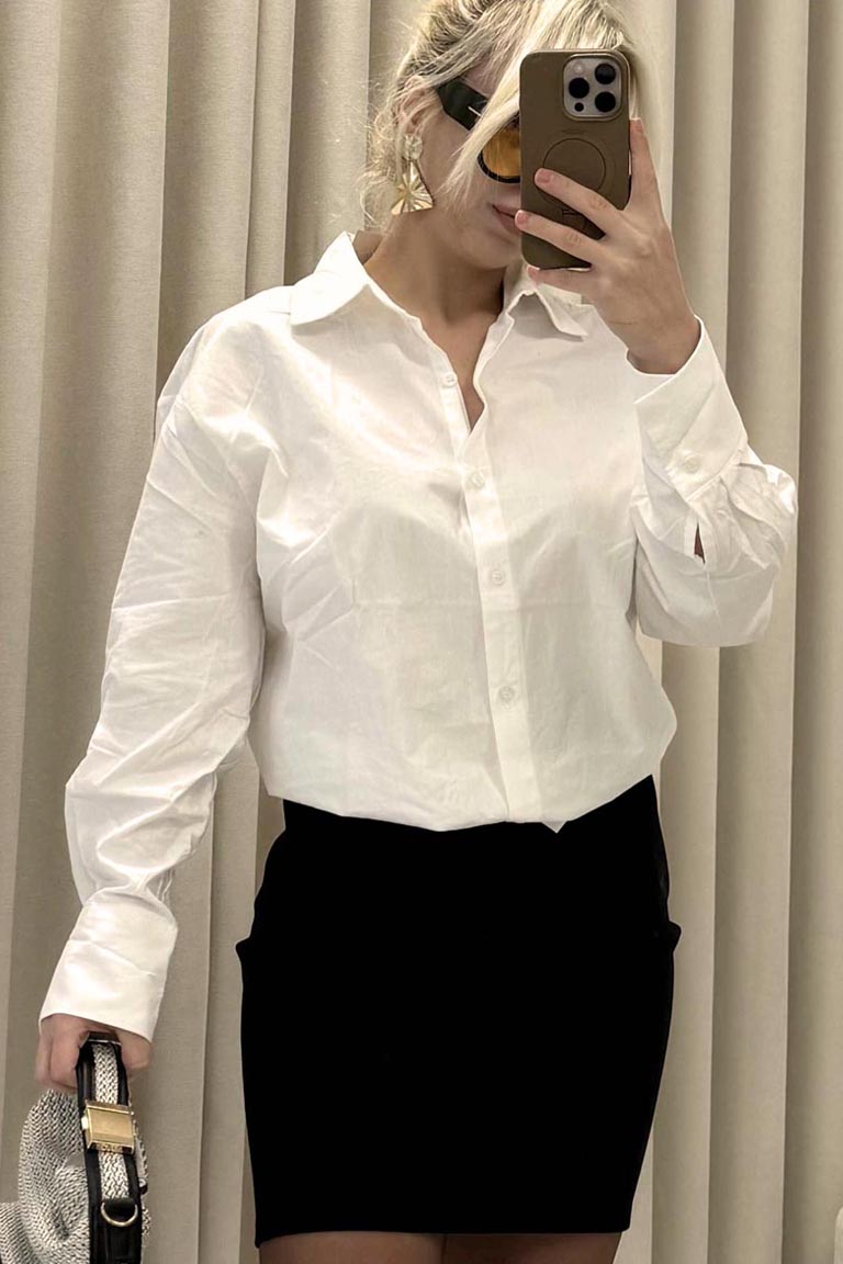 Beyaz Poplin Gömlek - Görsel 3