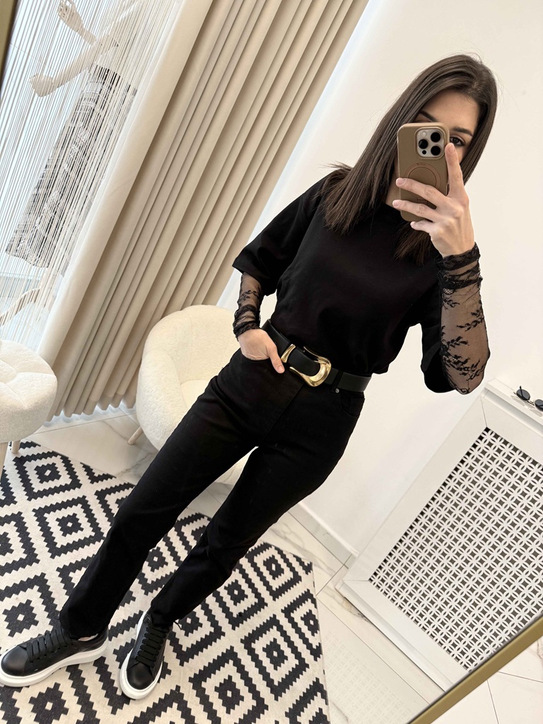 Kesik Paça Boyfit Jean Siyah - Görsel 2