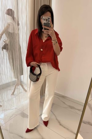 Asena Model Salaş Gömlek Kırmızı