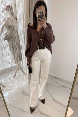 Asena Model Salaş Gömlek Kahve