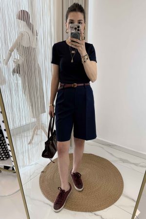 Bisiklet Yaka Kısa Kollu T-Shirt Lacivert