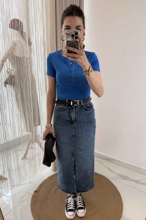 Kemerli Uzun Jean Etek