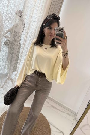 Yarasa Kol Kısa Bluz Sarı