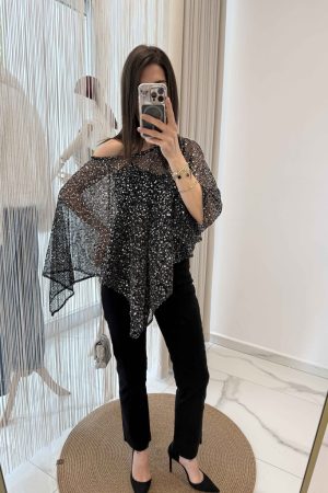 Atletli Pullu Pelerin Bluz