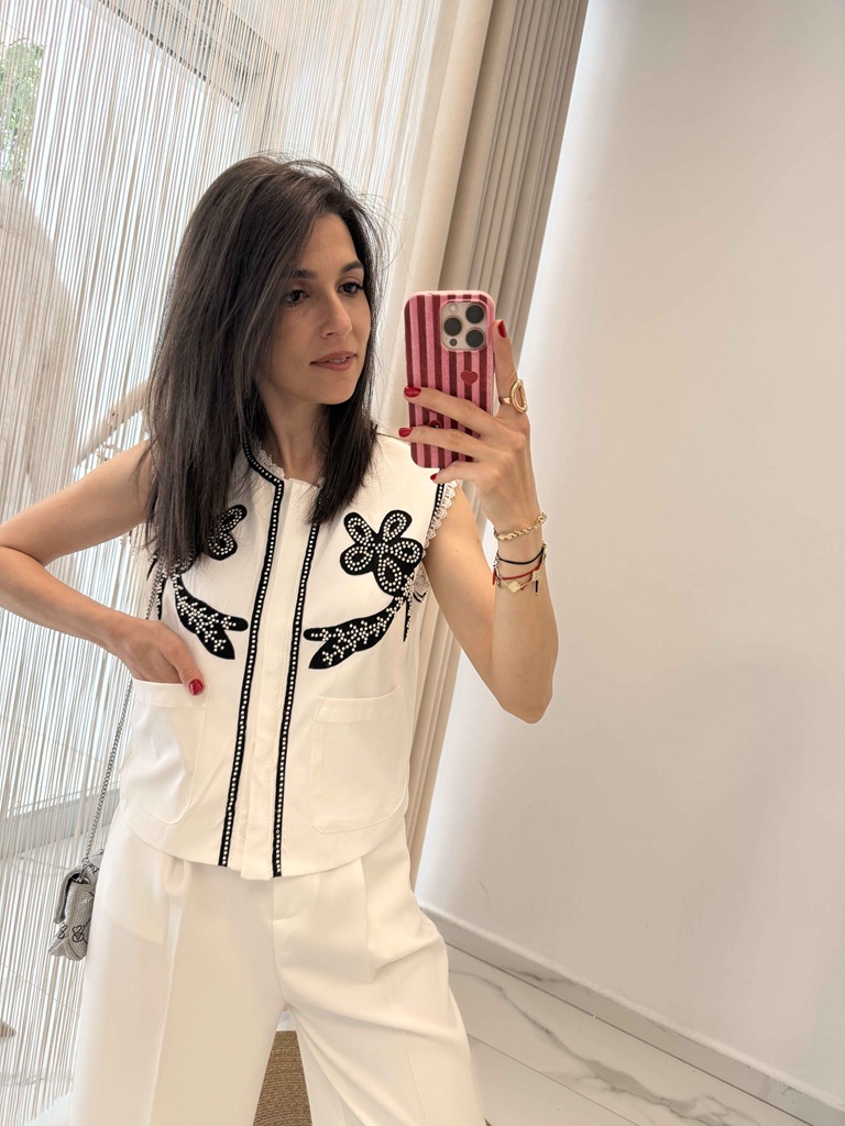 Nakış İşlemeli Boncuk Detaylı Yelek - Görsel 5